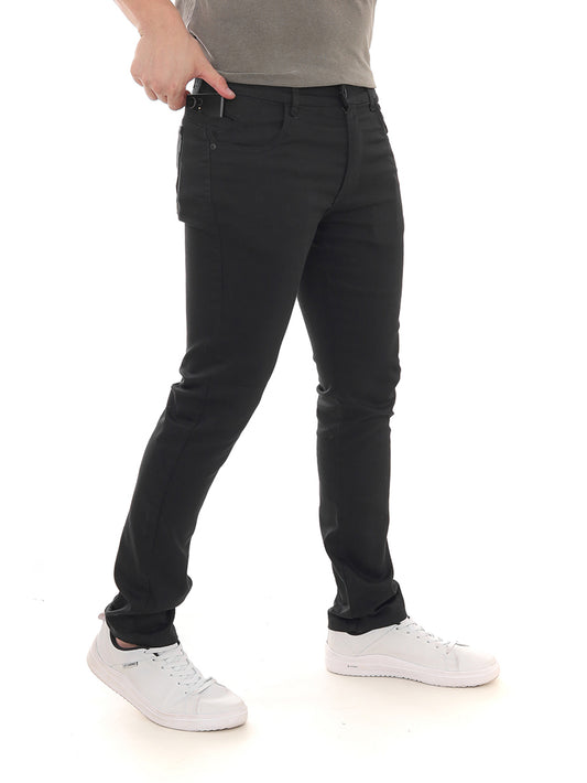 Calça Sarja Preta Skinny Masculina Com Bolso Celular