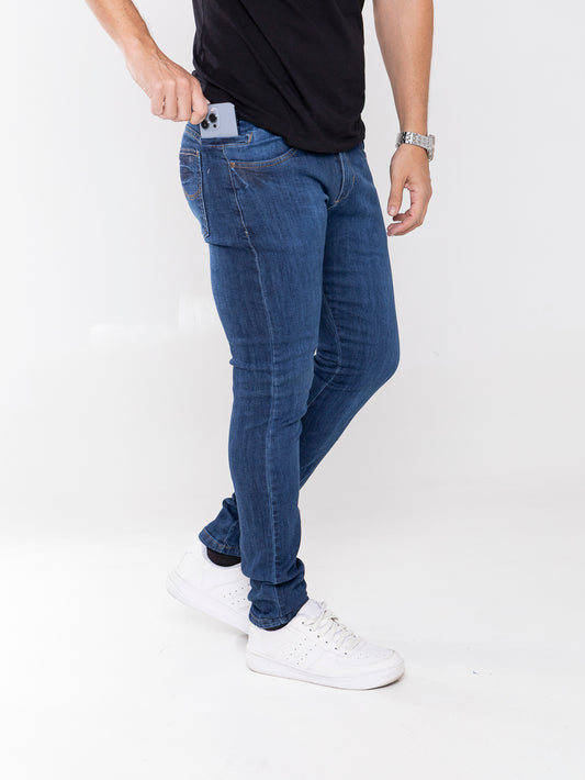Calça Jeans PRS Skinny Blue Com Bolso Celular