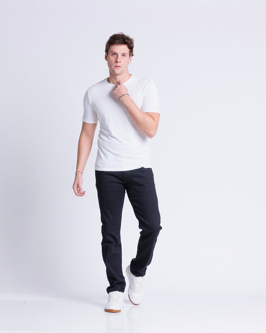 Calça Jeans PRS Preta Lisa Skinny Com Bolso Celular
