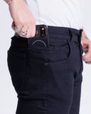 Calça Jeans PRS Preta Lisa Skinny Com Bolso Celular