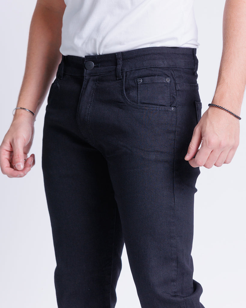 Calça Jeans PRS Preta Lisa Skinny Com Bolso Celular
