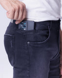 Calça Jeans PRS Preta Skinny Com Bolso Celular