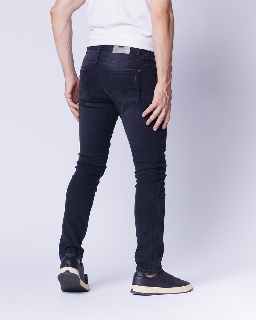 Calça Jeans PRS Preta Skinny Com Bolso Celular