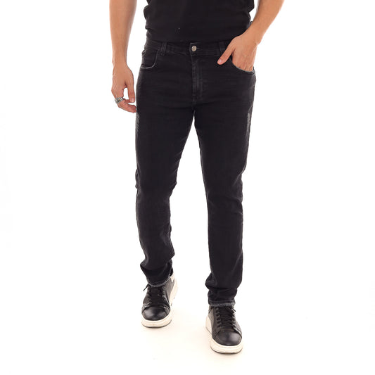 Calça skinny masculina preta com bolso celular