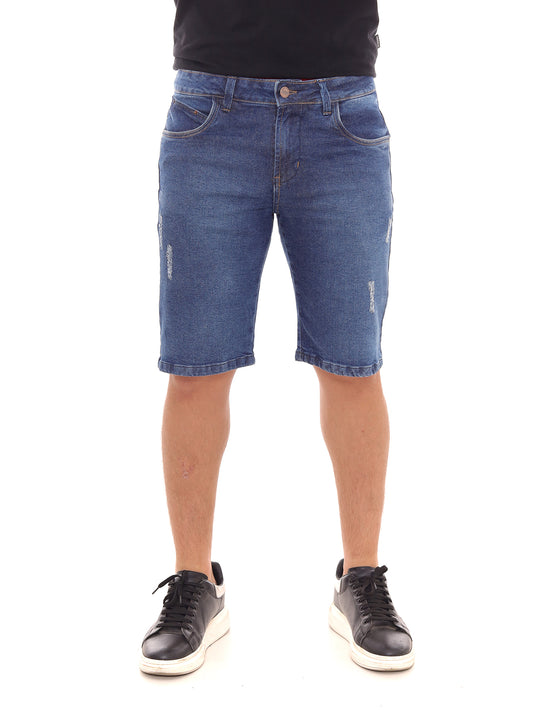 Bermuda jeans masculina com corte reto