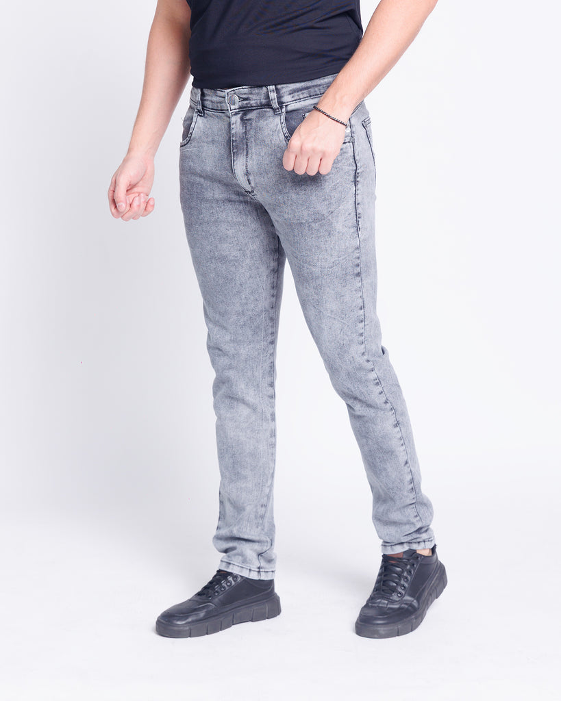 Calça Jeans PRS Skinny Black Marmorizada Com Bolso Celular
