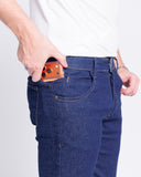 Calça Jeans PRS Azul Lisa Skinny Com Bolso Celular