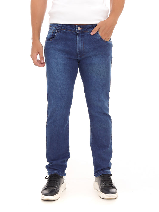 Calça jeans masculina básica com corte reto