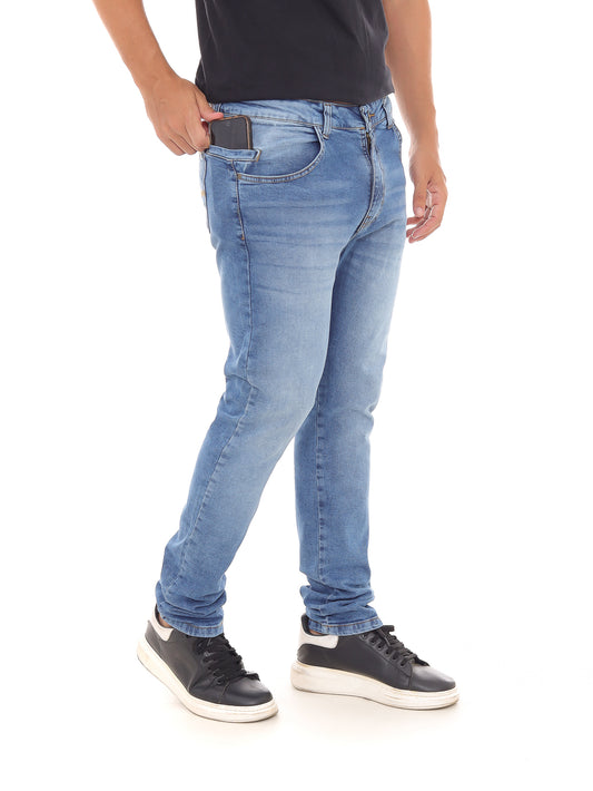 Calça Jeans Skinny Masculina Destroyed com bolso celular