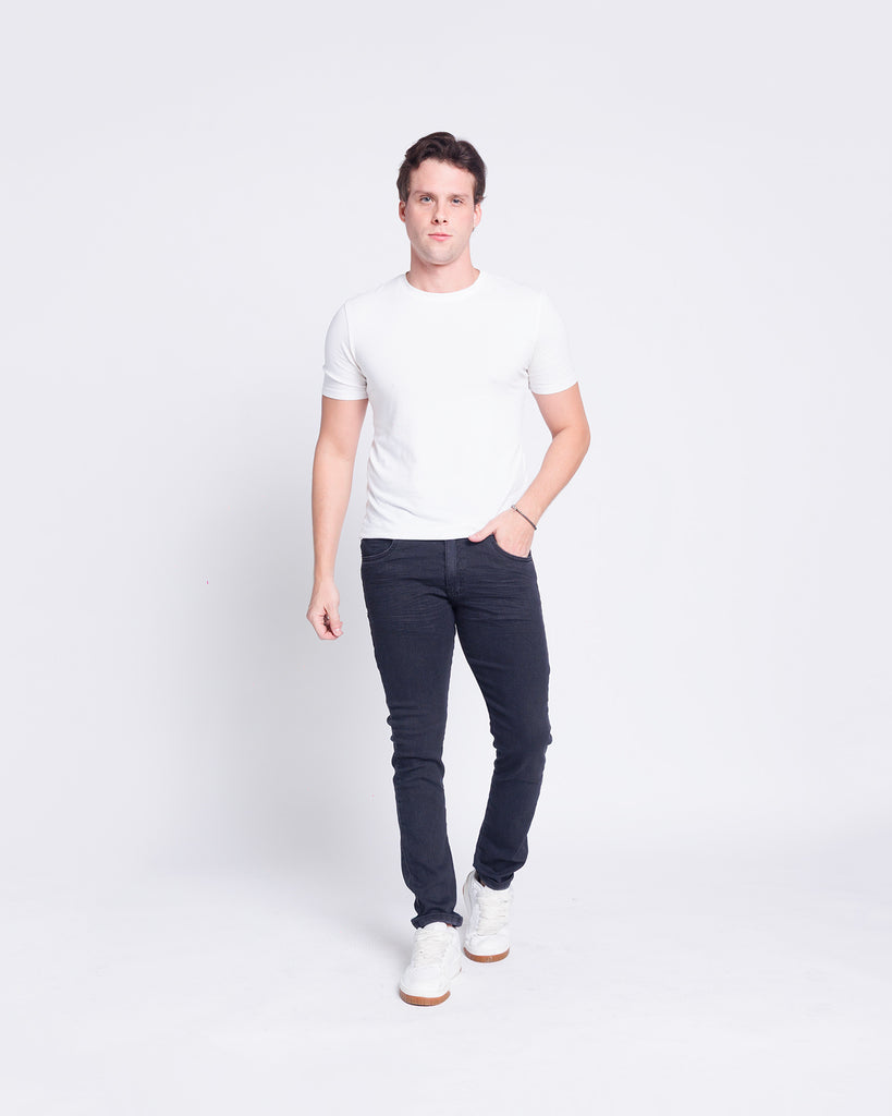 Calça Jeans PRS Skinny Preta Com Bolso Celular