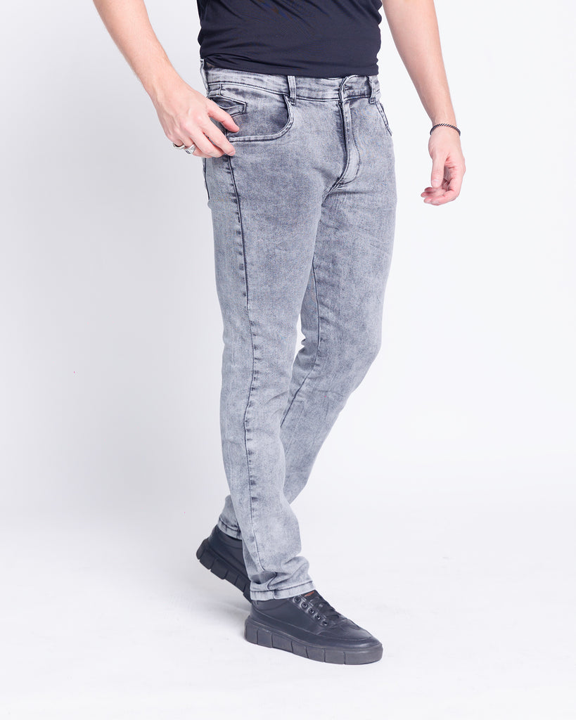 Calça Jeans PRS Skinny Black Marmorizada Com Bolso Celular