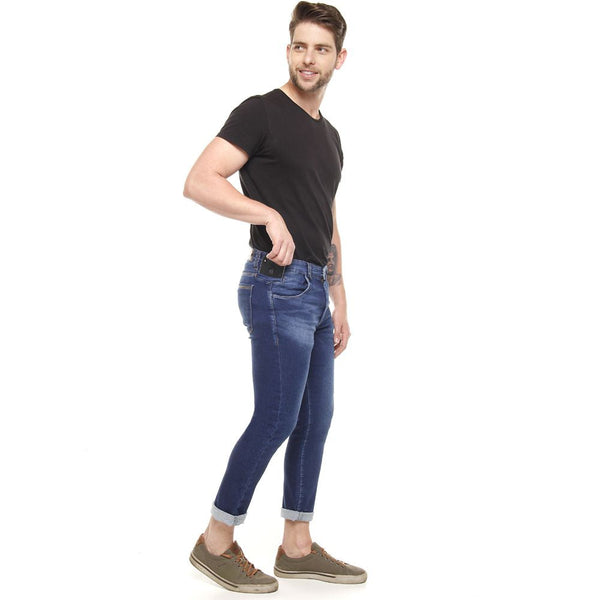 Calça Jeans PRS Super Skinny Blue Denim Com Bolso Celular