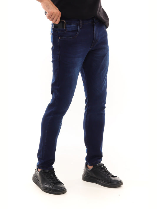 Calça Jeans Skinny Azul Escuro Com Bolso Celular 