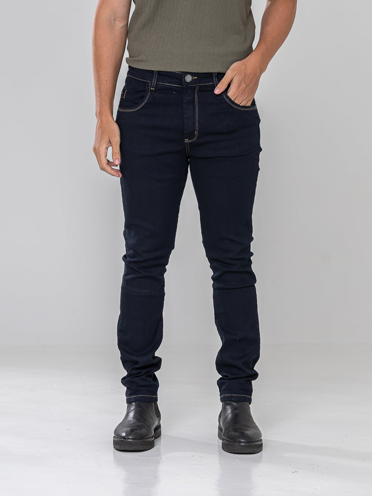 Calça Jeans PRS Skinny Escura Com Bolso Celular