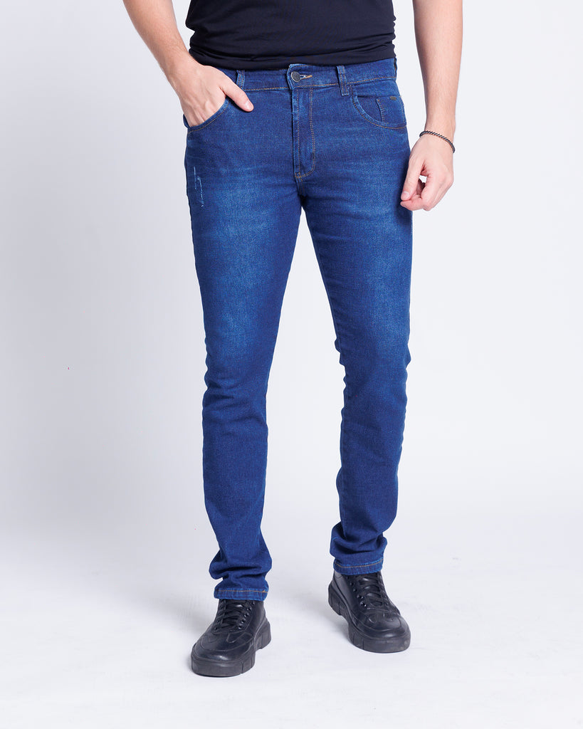 Calça Jeans PRS Skinny Blue Puídos Com Bolso Celular