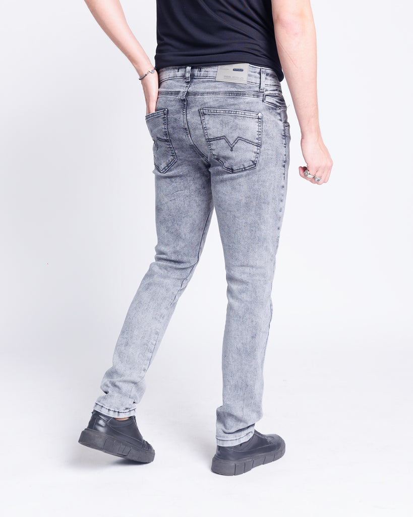 Calça Jeans PRS Skinny Black Marmorizada Com Bolso Celular