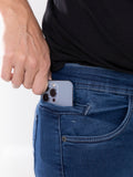 Calça Jeans PRS Skinny Azul Básica Com Bolso Celular