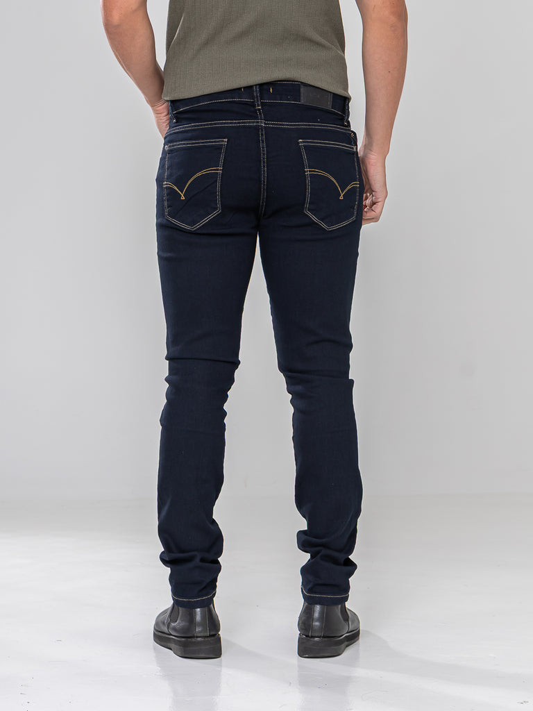 Calça Jeans PRS Skinny Escura Com Bolso Celular