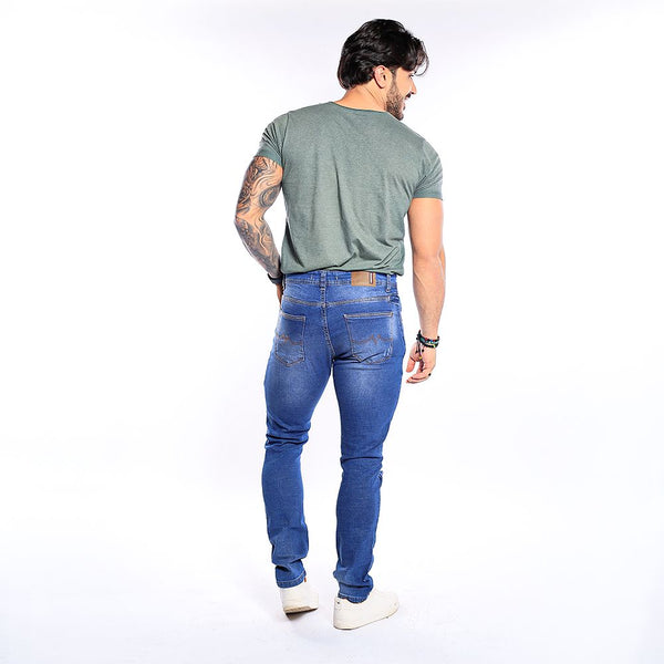 Calça Jeans PRS Skinny Rasgada Com Bolso Celular