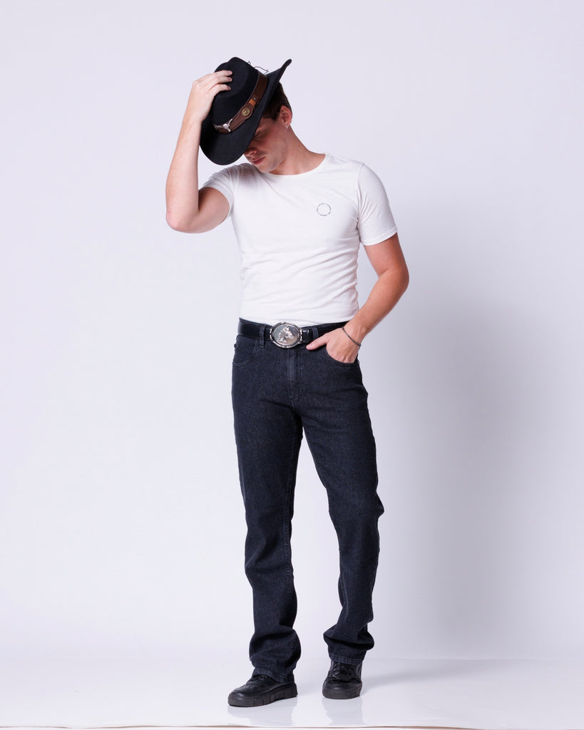 Calça Jeans Reta Com Bolso Celular Várias Cores