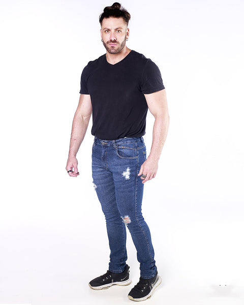 Calça Jeans PRS Skinny Denim Destroyed Com Bolso Celular