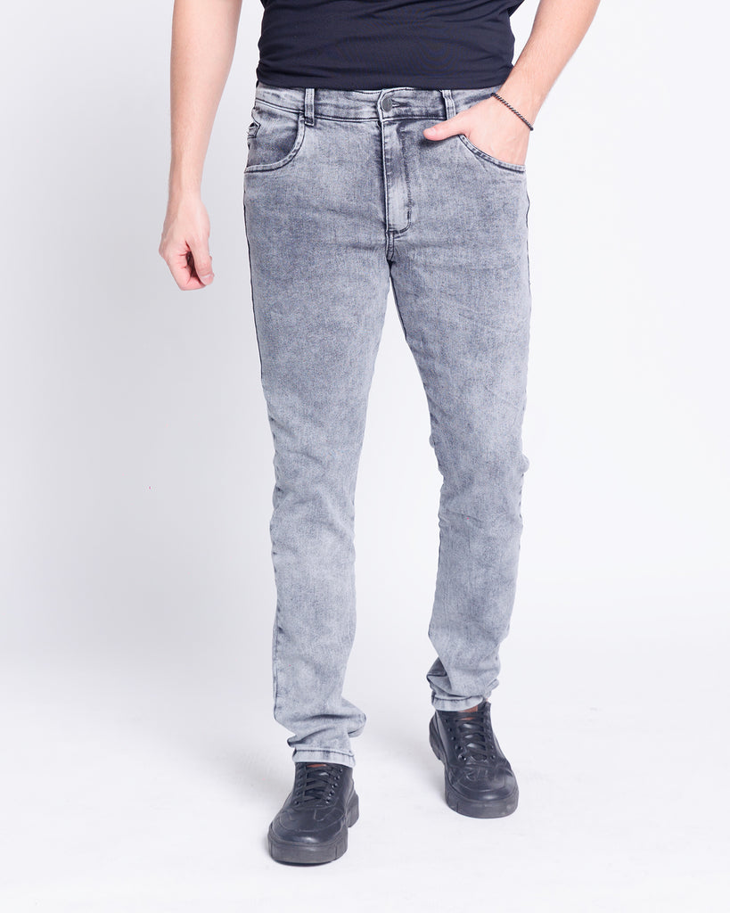 Calça Jeans PRS Skinny Black Marmorizada Com Bolso Celular