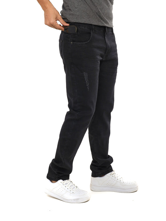 Calça masculina jeans preta com bolso celular