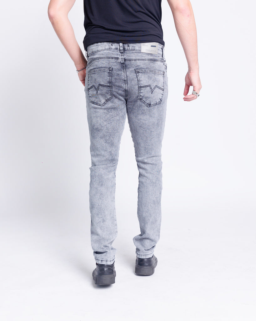 Calça Jeans PRS Skinny Black Marmorizada Com Bolso Celular