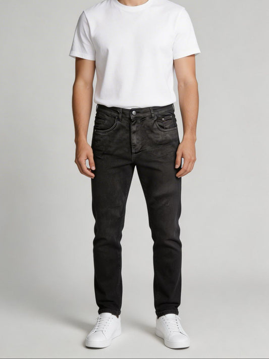 Calça Jeans PRS Preta Lisa Skinny Com Bolso Celular