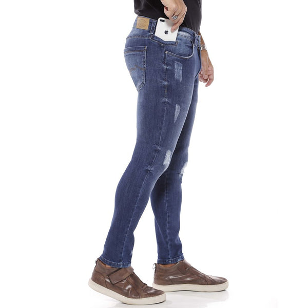 Calça Jeans PRS Super Skinny Ralados Com Bolso Celular