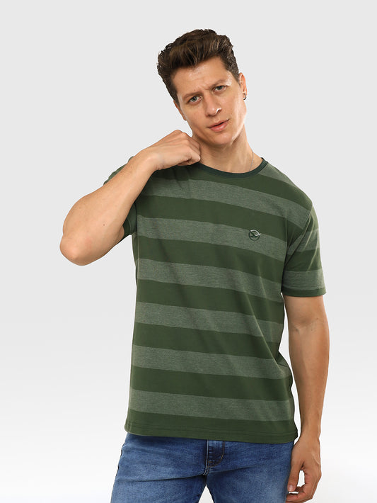Camiseta Verde Musgo Listrada Masculina