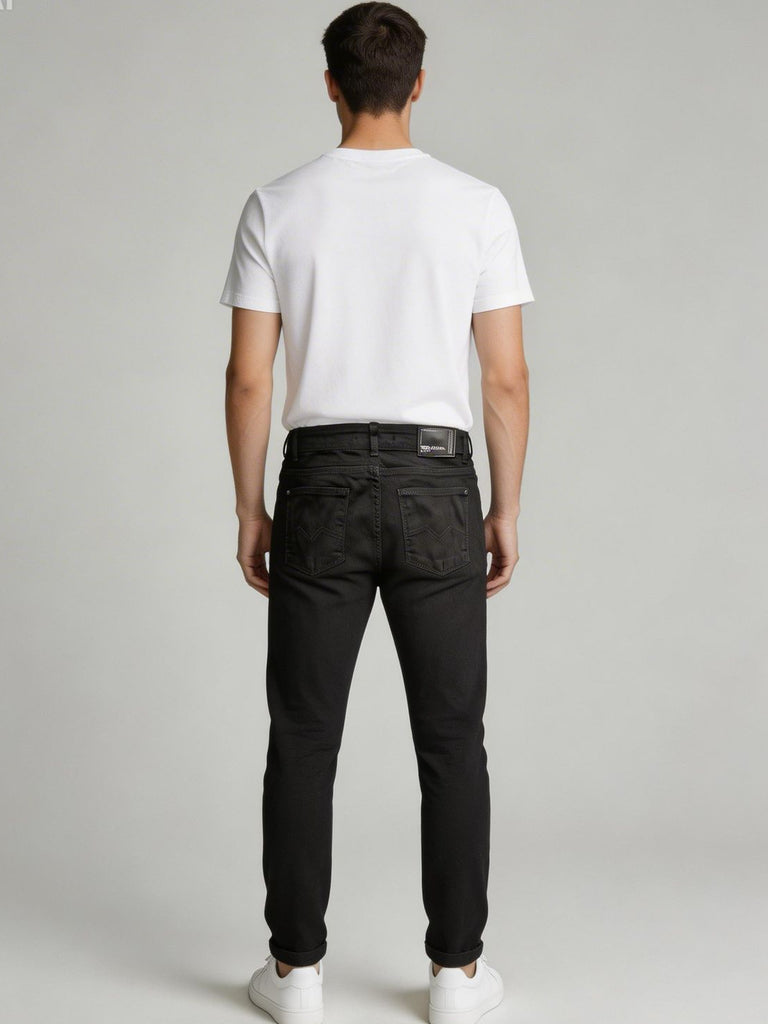 Calça Jeans PRS Preta Lisa Skinny Com Bolso Celular