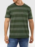 Camiseta Listrada Verde Gola Careca