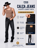 Calça Jeans Cowboy Masculina Country com Bolso Celular Preta Stonada