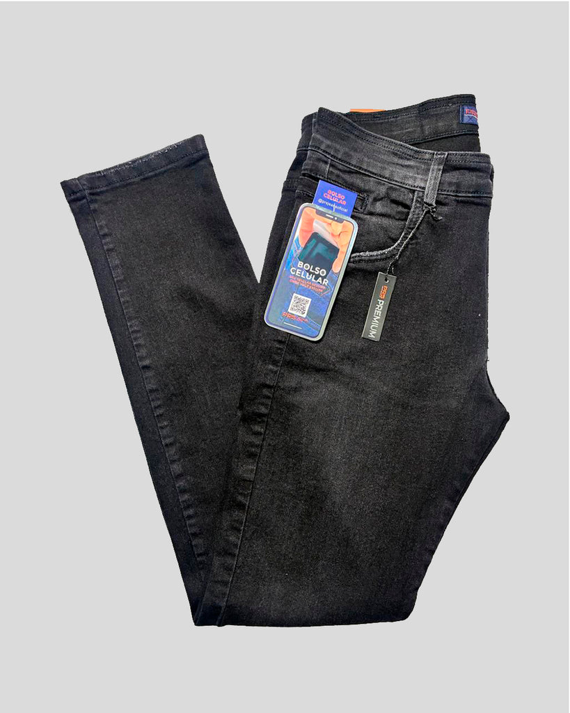 Calça Jeans PRS Black Skinny Com Bolso Celular