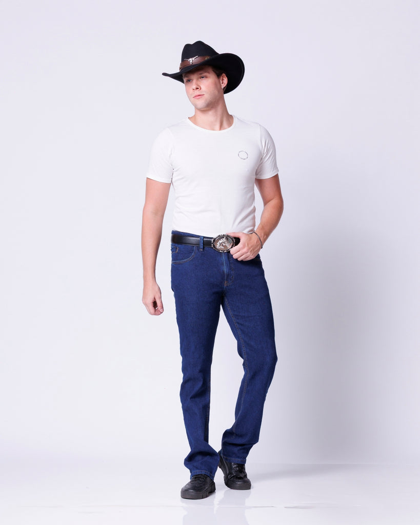 Calça Jeans Reta Com Bolso Celular Várias Cores