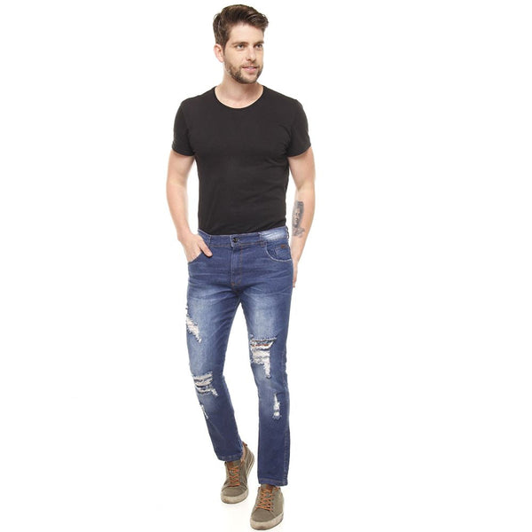 Calça Jeans PRS Super Skinny Destroyed Com Bolso Celular