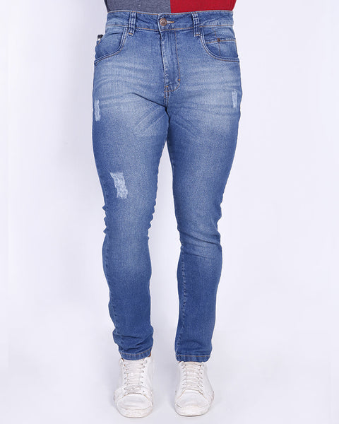 Calça Jeans PRS Skinny com Puídos Com Bolso Celular