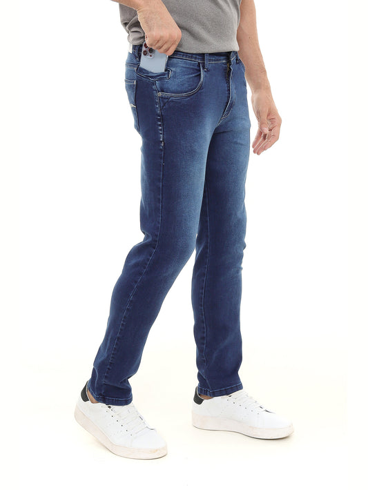 Calça Jeans Skinny Masculina Azul Com Bolso Celular