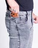 Calça Jeans PRS Skinny Black Marmorizada Com Bolso Celular
