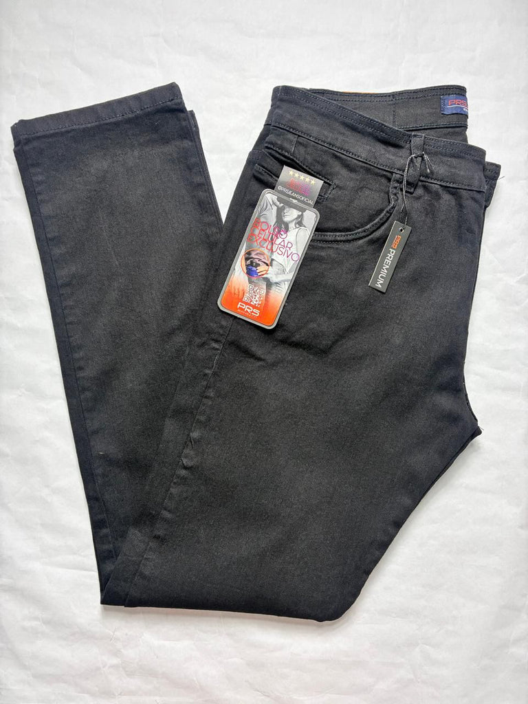 Calça Jeans PRS Preta Lisa Skinny Com Bolso Celular