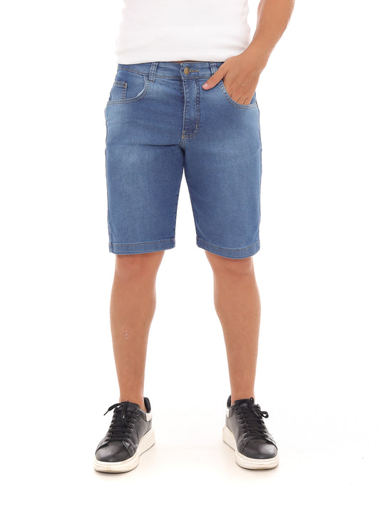 Bermuda jeans masculina reta com bolso frontal