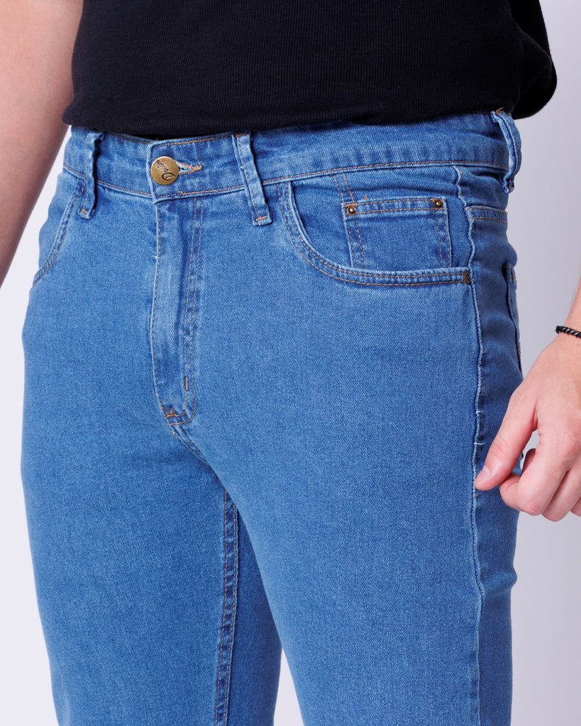 Calça Jeans Cowboy Masculina Country com Bolso Celular Azul Clara