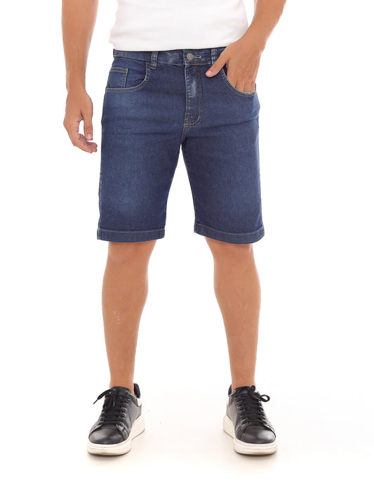 Bermuda jeans masculina com corte reto