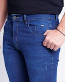 Calça Jeans PRS Skinny Blue Puídos Com Bolso Celular
