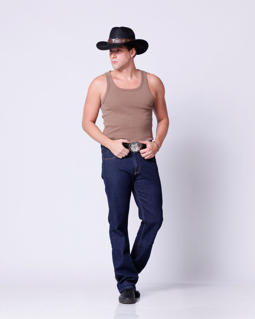 Calça Jeans Cowboy Masculina Country com Bolso Celular Azul