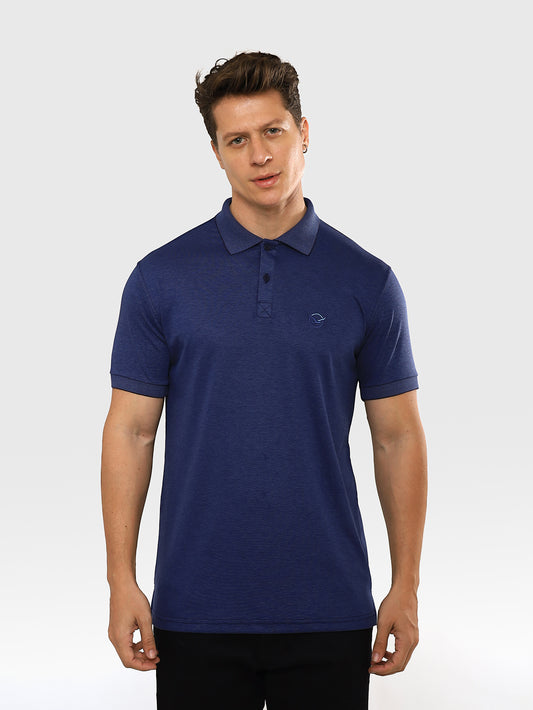 Camisa polo masculina azul lisa