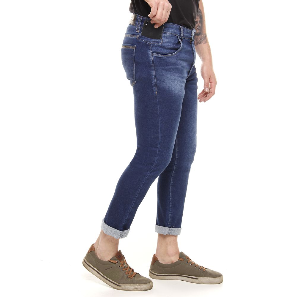 Calça Jeans PRS Super Skinny Blue Denim Com Bolso Celular